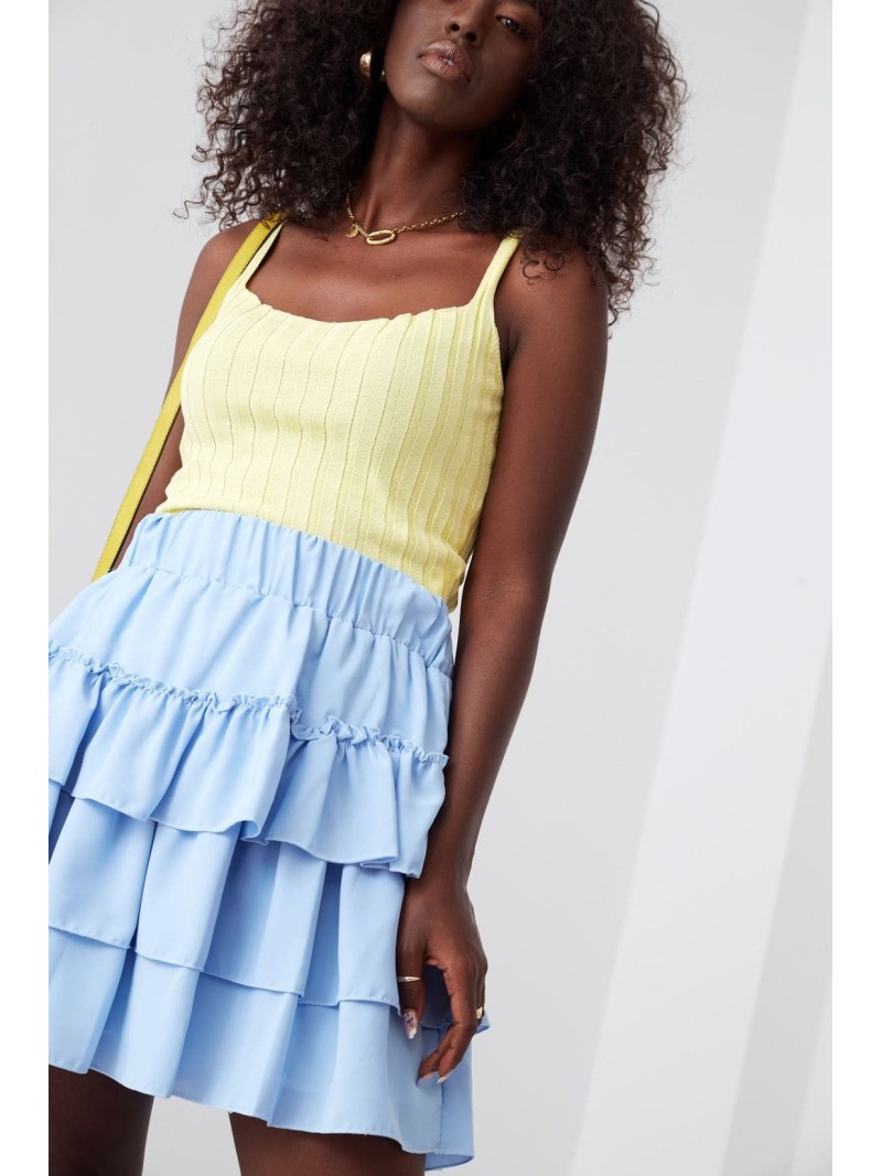 Smooth skirt with ruffles, blue 40130 - Online store - Boutique